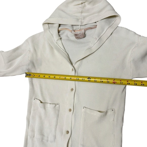 The Good Alma Womens Organic Cotton Waffle Knit Hooded Cardigan Button-Front L - Picture 7 of 11